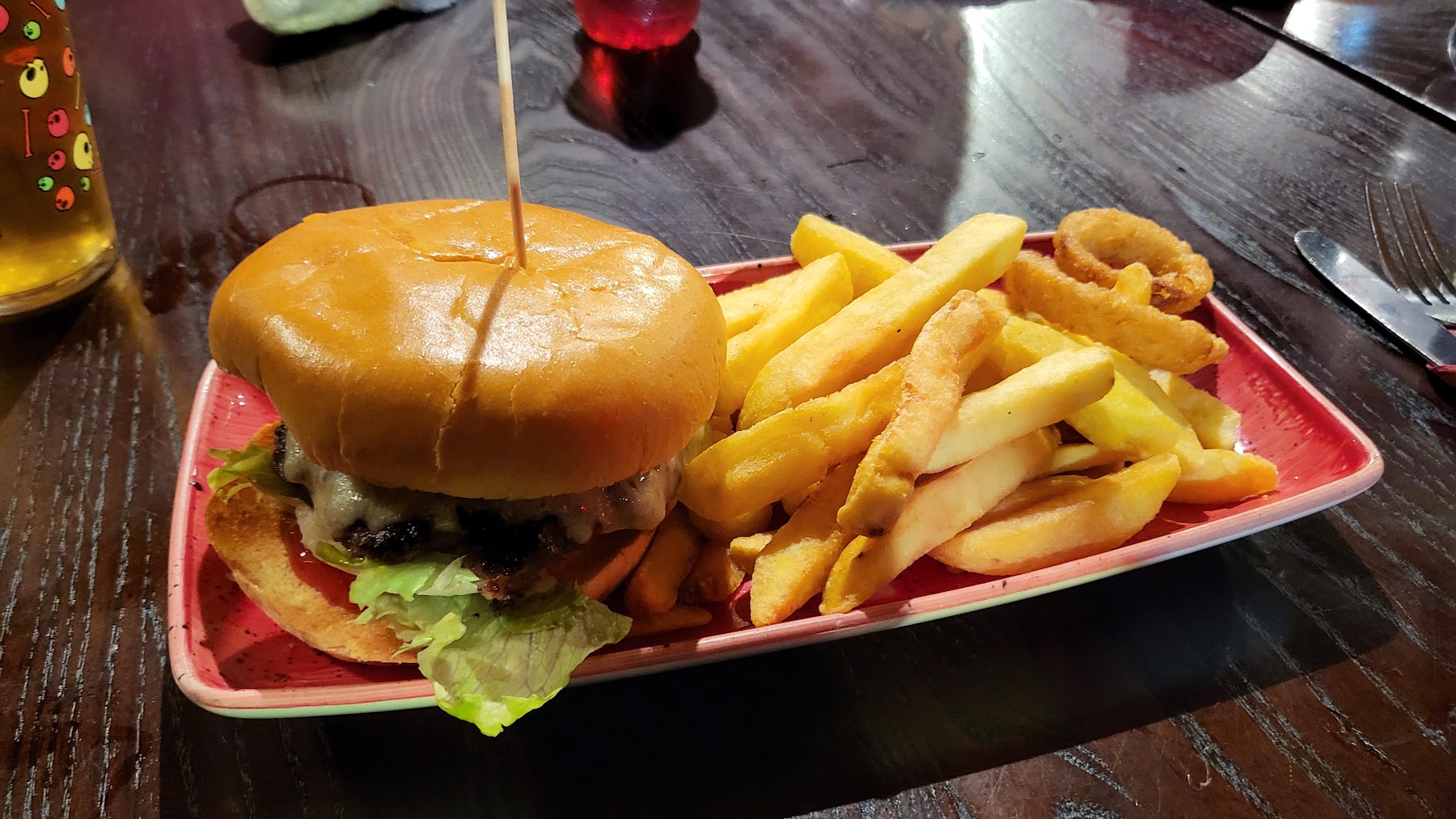 cheeseburger and fries